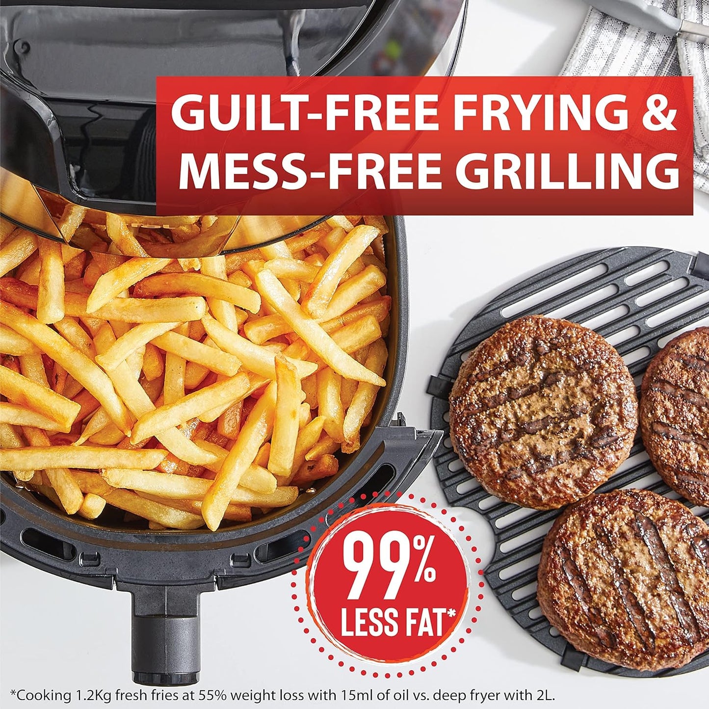 T-fal Easy Fry XXL Air Fryer & Grill Combo with One-Touch Screen, 8 Preset Programs, 5.9 quarts, Black & Stainless Steel