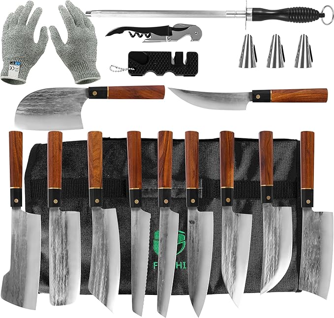 FULLHI Portable Japanese Knife set Professional Hand Forged Kitchen Gyuto Chef knife High Carbon Meat Sushi Knife with bag