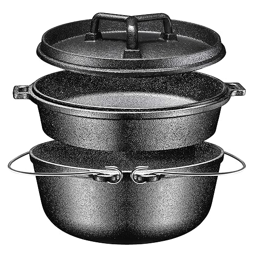 Bruntmor Camping Cooking Set Of 4. Pre Seasoned Cast Iron Pots And Pans Cookware/Dutch Oven Sets With Lids For Outdoor Comefire Cooking. Camping Skillet Grill Cookware Skillet Sets