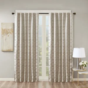 Marble Jacquard Total Blackout Curtain Panel — Rod Pocket and Back Tab, 50x108 in.