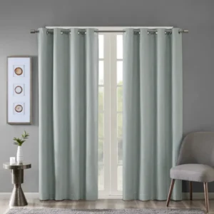 Heathered Blackout Grommet Curtain Panel — Dusty Seafoam, 50x54 in.