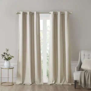 Faux Silk Total Blackout Curtain Panel Pair — Tonal Taupe, 42x84 in. (2 Panels)